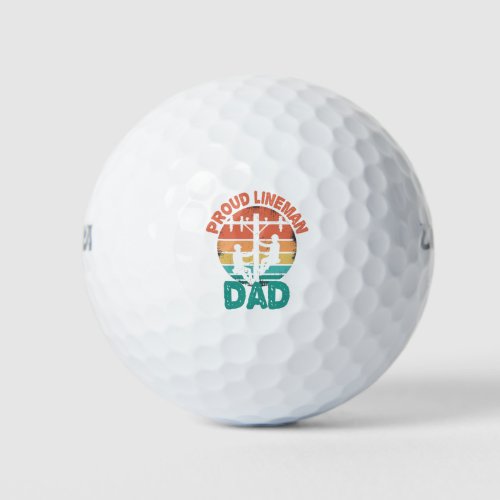 Proud Lineman Dad for Power Pole Electricians Gift Golf Balls