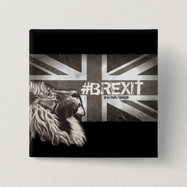 Proud Lion #Brexit Customise the Date 24/06/2016 Pinback Button (Front)