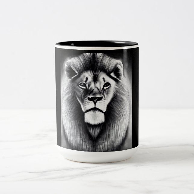 Proud lion Two-Tone coffee mug (Center)
