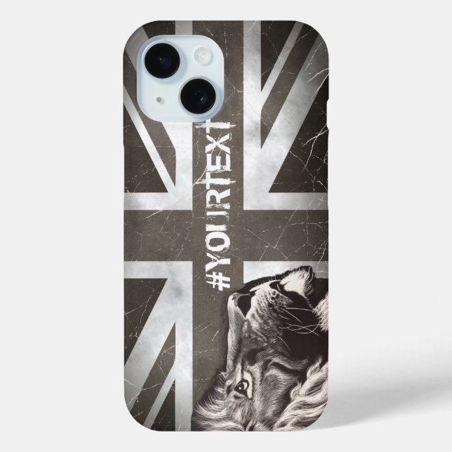 Proud Lion Union Jack Patriotic Custom Text Case-Mate iPhone Case (Back)