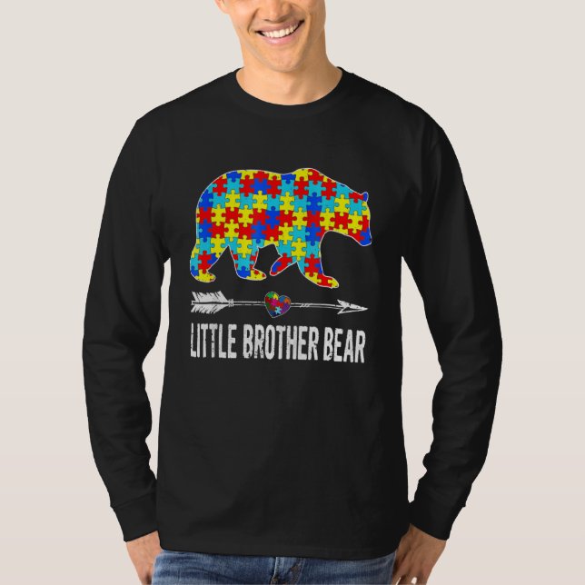 Proud Little Brother Bear Autism Awareness   Boys T-Shirt (Front)