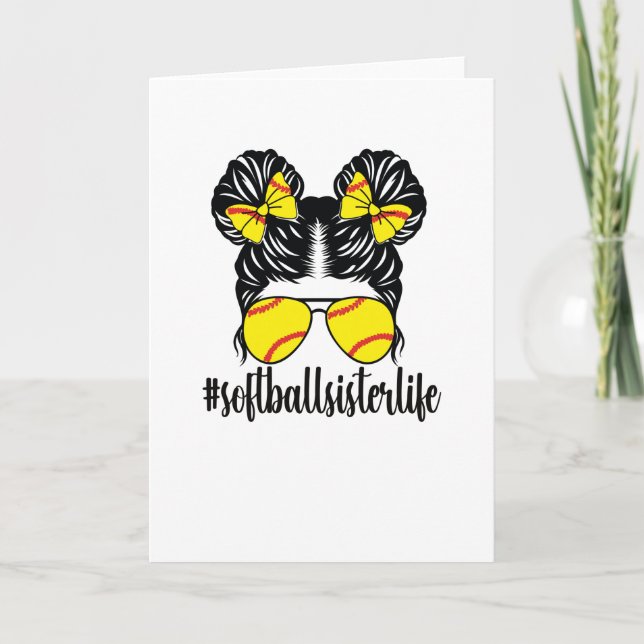 Proud Little Softball Sister Of A Softball Player Card (Front)