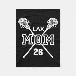 Proud love lacrosse mom #26 lax player number 26 fleece blanket