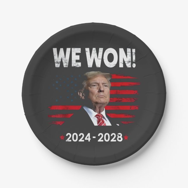 Proud Maga President Trump Won Inaguration Day  Paper Plates (Front)