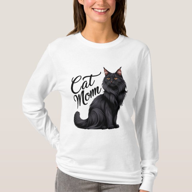 Proud Maine Coon Cat Mom T-Shirt (Front)