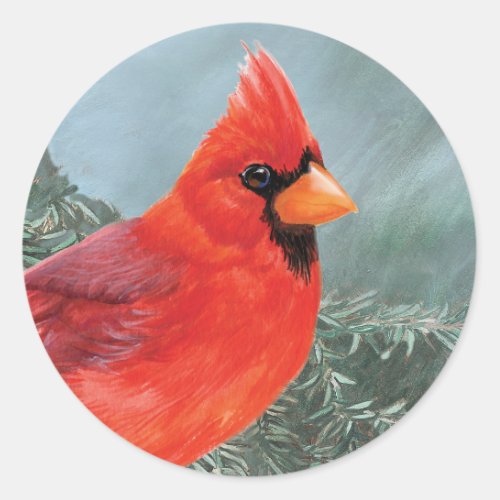 Proud Male Cardinal Classic Round Sticker