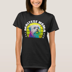 Proud Maltese Mom Cute Maltese Dog Mama Rainbow Po T-Shirt