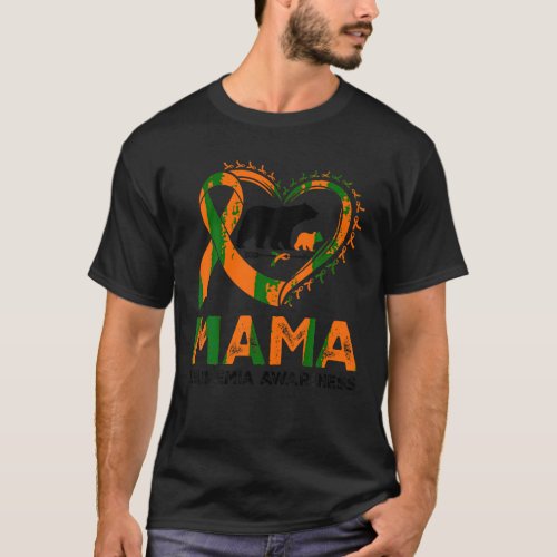 Proud Mama Bear Leukemia Awareness Orange Ribbon H T_Shirt