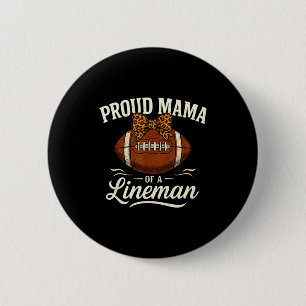 Proud Mama Of A Football Lineman Leopard Srts Bow  Button