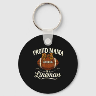 Proud Mama Of A Football Lineman Leopard Srts Bow  Keychain