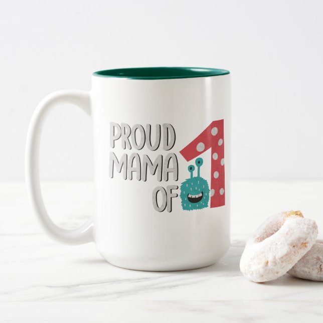 Proud Mama of One Two-Tone Coffee Mug (With Donut)