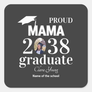 Proud mama personalized graduation square sticker