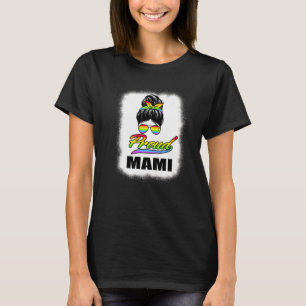 Proud Mami Messy Bun Lgbt Rainbow Flag Lgbtq Pride T-Shirt