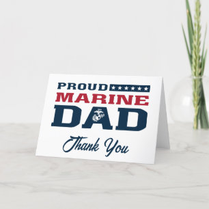 Proud Marine Dad - Color Letterpress Thank You Card