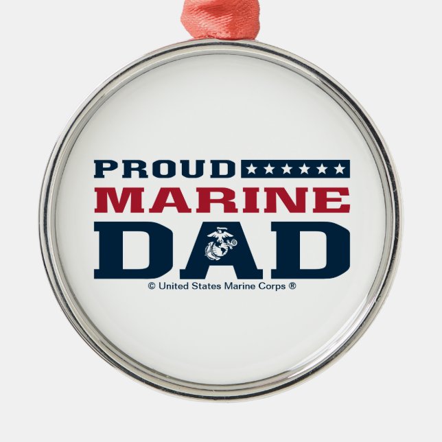 Proud Marine Dad - Color Metal Ornament (Front)