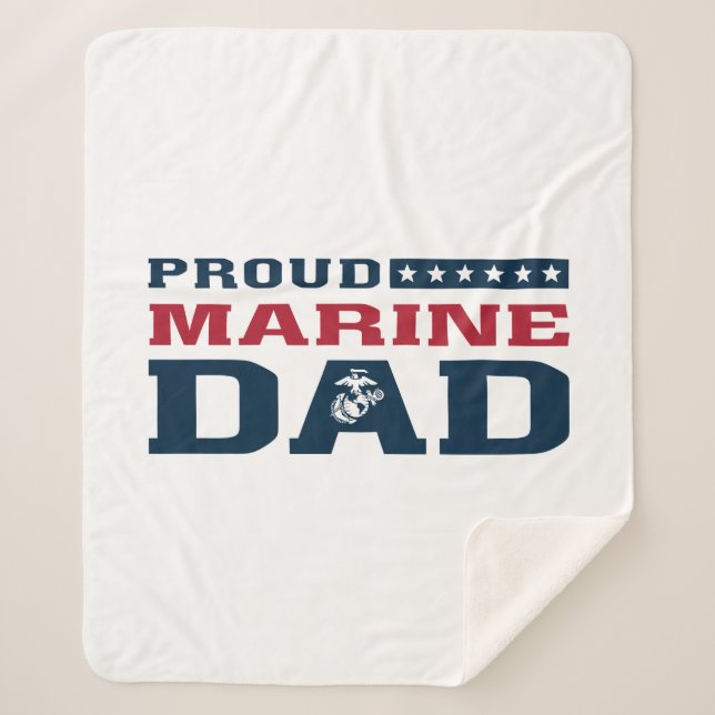 Proud Marine Dad - Color Sherpa Blanket (Front)