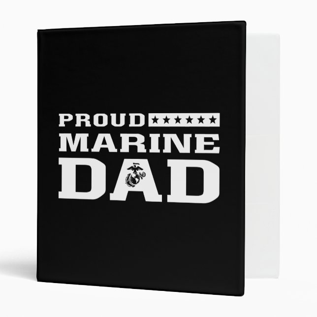 Proud Marine Dad - White 3 Ring Binder (Front/Inside)