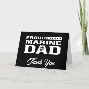 Proud Marine Dad - White Letterpress Thank You Card