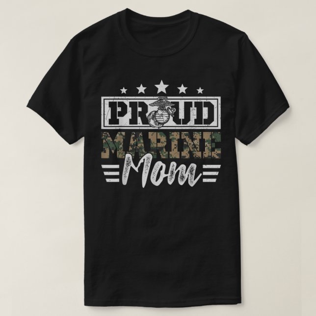 Proud Marine Military Veteran Mom Mama Mommy Mothe T-Shirt (Design Front)