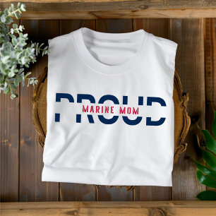 Proud Marine Mom Red and Blue Women's T-shirt
