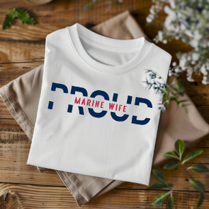 Proud Marine Wife Red and Blue Women's T-shirt