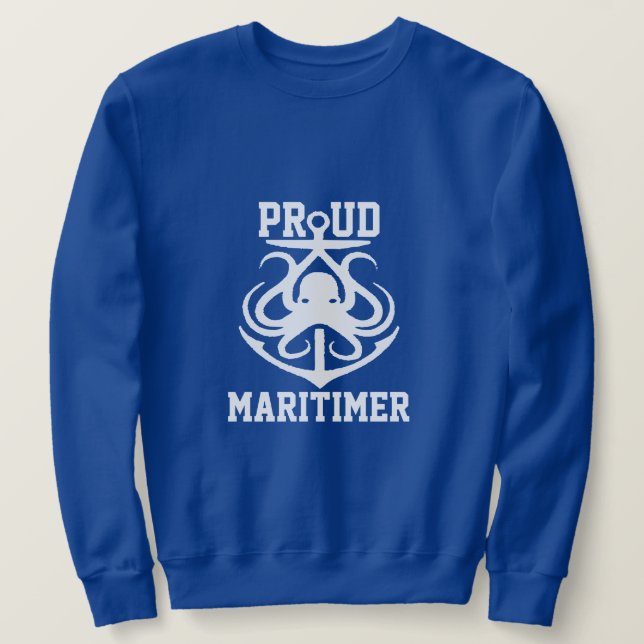 Proud Maritimer anchor octopus Lighthouse route Sweatshirt (Design Front)