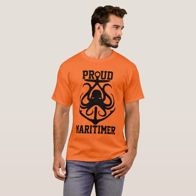 Proud Maritimer t-shirt octopus Lighthouse route  (Front Full)