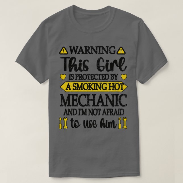 Proud Mechanic Wife Gifts Mechanic Girlfriend  T-Shirt (Design Front)