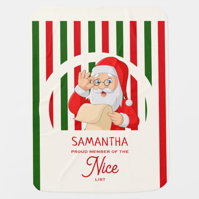Proud Member Nice List Christmas Photo Gift Kids  Baby Blanket (Front)