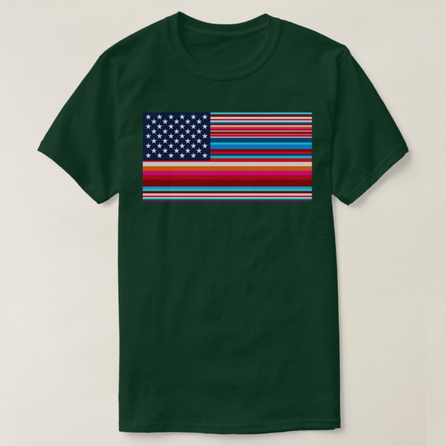 Proud Mexican American Serape American Flag USA Se T-Shirt (Design Front)