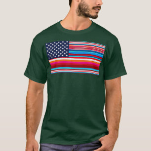 Proud Mexican American Serape American Flag USA Se T-Shirt
