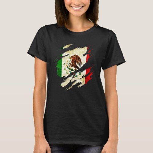 Proud Mexican Chicano Latino Torn Ripped Mexico Fl T_Shirt
