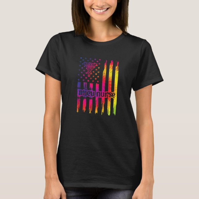 Proud Micu Nurse Us Flag Medical Intensive Care Un T-Shirt (Front)
