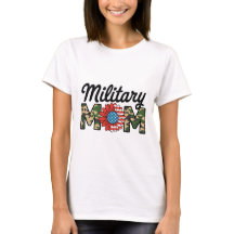 Proud Military Mom Camo and American Flag Design