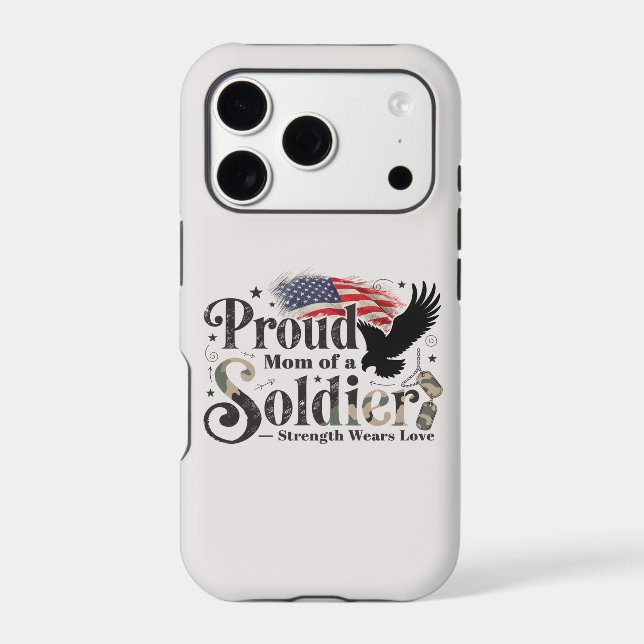 Proud Military Mom Soldier Pride Art iPhone Case (Back)