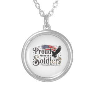Proud Military Mom Soldier Pride Art Silver Plated Necklace