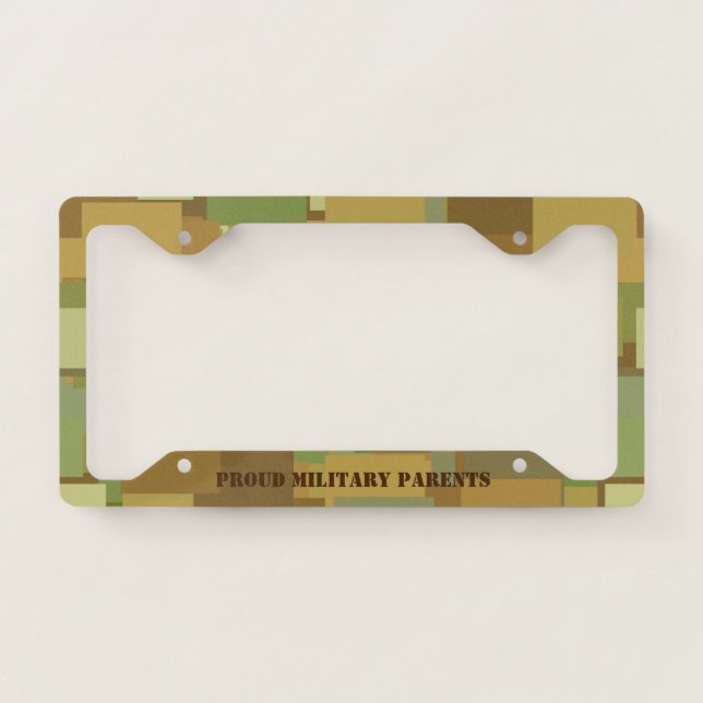Proud Military Parents Camouflage License Plate Frame (Front)