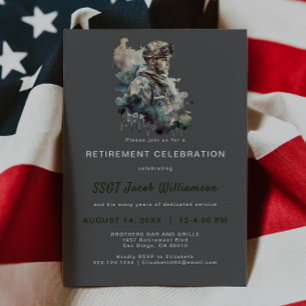 Proud Military Silhouette Retirement Invitation
