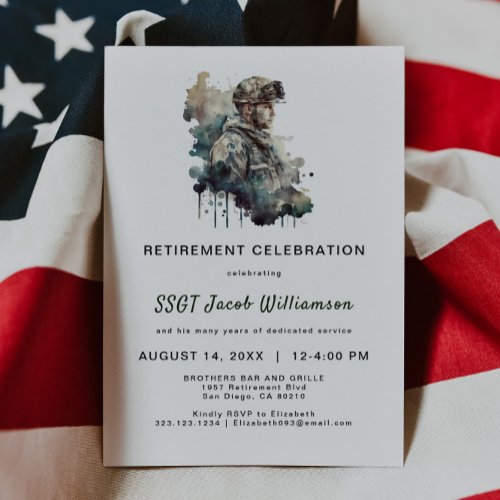 Proud Military Silhouette Retirement Invitation