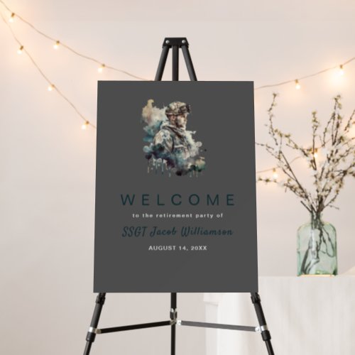 Proud Military Silhouette Retirement Welcome Sign