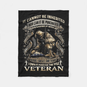 Proud Military Veteran Patriotic American Flag It Fleece Blanket