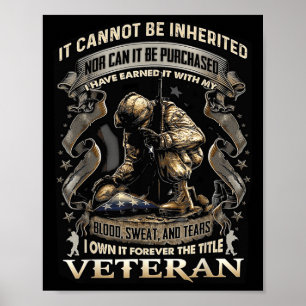Proud Military Veteran Patriotic American Flag It Poster
