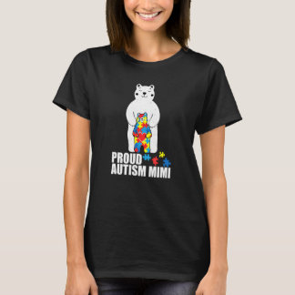Proud Mimi Bear Autism Awareness Puzzle Piece Fami T-Shirt