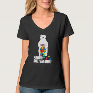 Proud Mimi Bear Autism Awareness Puzzle Piece Fami T-Shirt