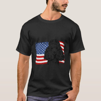 Proud Miniature Poodle American Flag Patriotic Dog T-Shirt