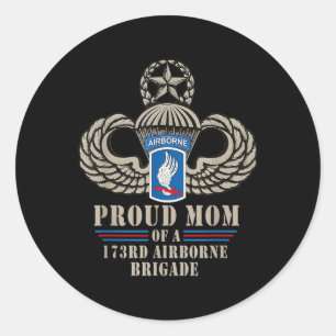 Proud Mom 173rd Airborne Brigade Veteran Military Classic Round Sticker