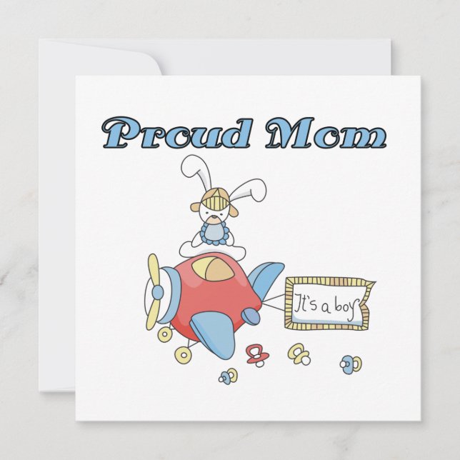 Proud Mom Airplane It's a Boy Gifts Announcement (Front)