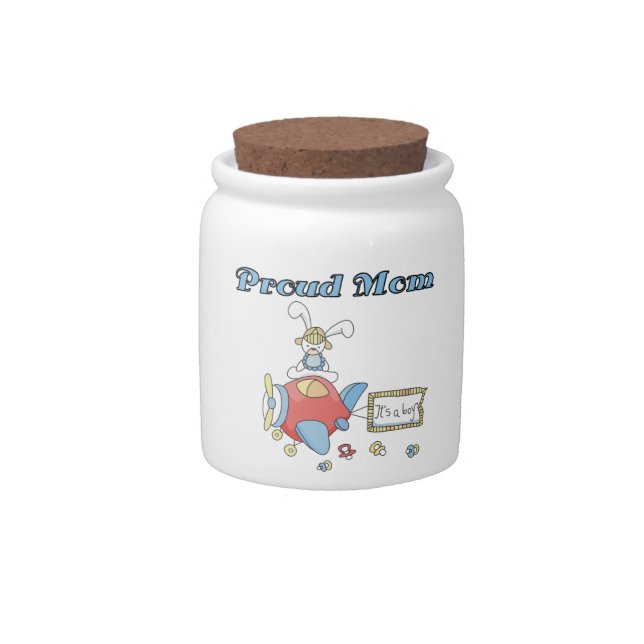 Proud Mom Airplane It's a Boy Gifts Candy Jar (Front)