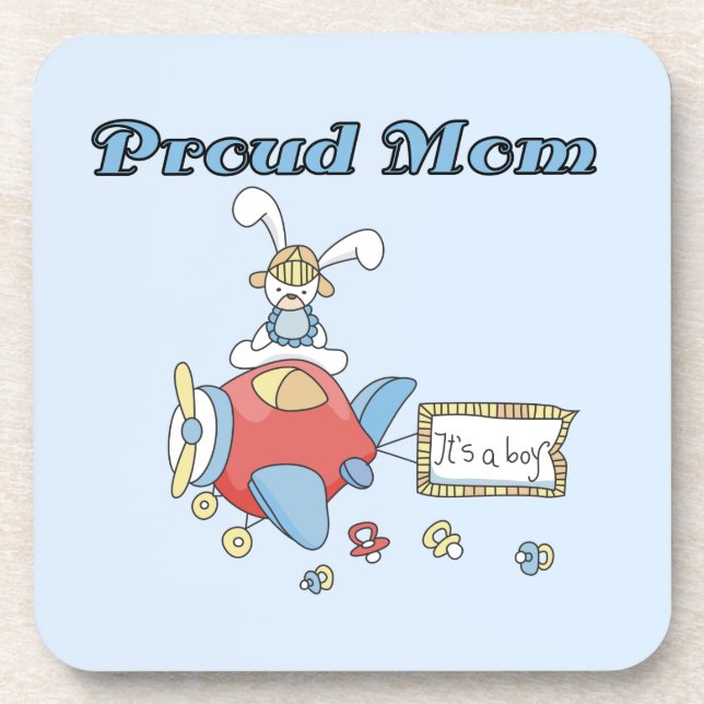 Proud Mom Airplane It's a Boy Gifts Coaster (Front)