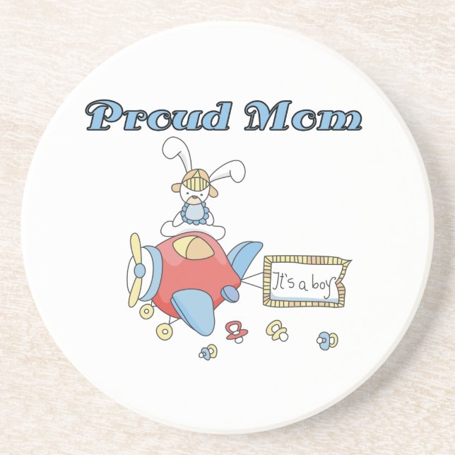 Proud Mom Airplane It's a Boy Gifts Coaster (Front)